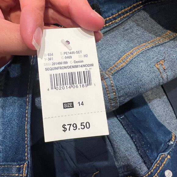 ASHLEY STUART Women's Sequined Mid Rise Skinny Jeans Size 14 In Denim - Picture 12 of 14